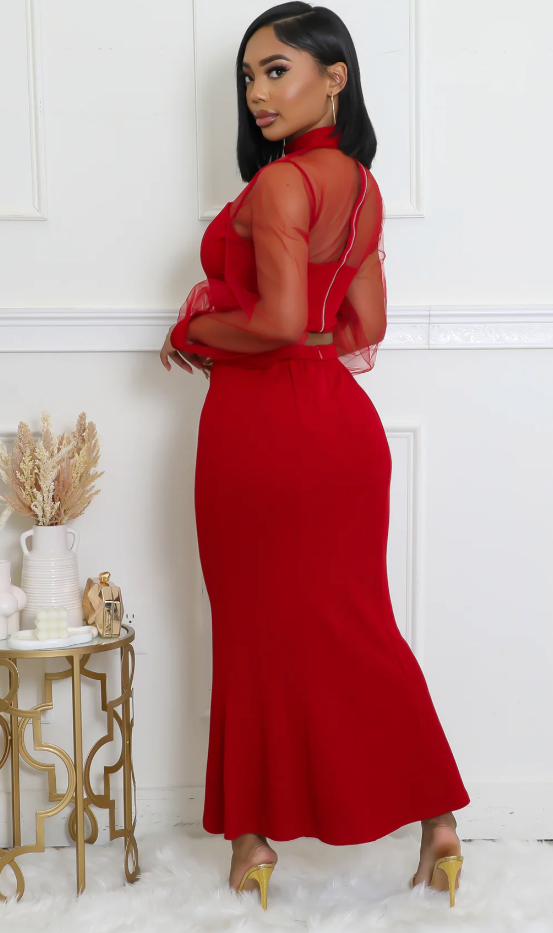 ECLIPSE ENSEMBLE SKIRT SET - RED