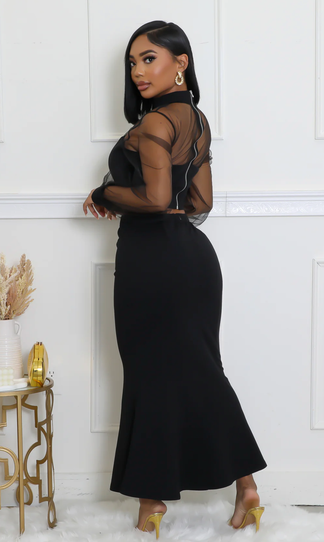 ECLIPSE ENSEMBLE SKIRT SET - BLACK