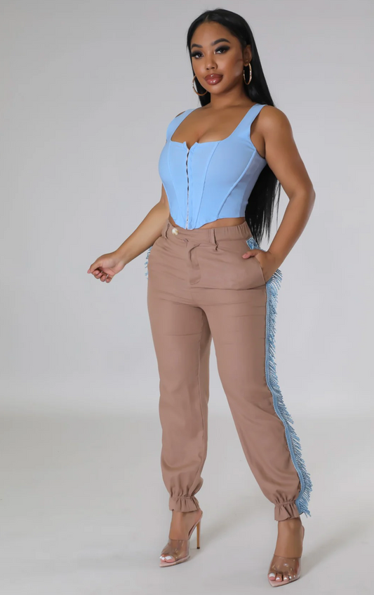 INARA BABE LINEN PANTS - KHAKI