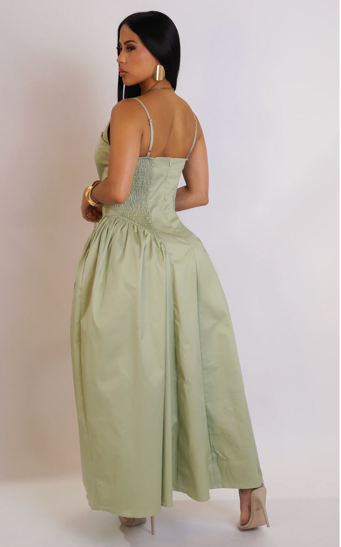 A CLASSIC MIDI DRESS - GREEN