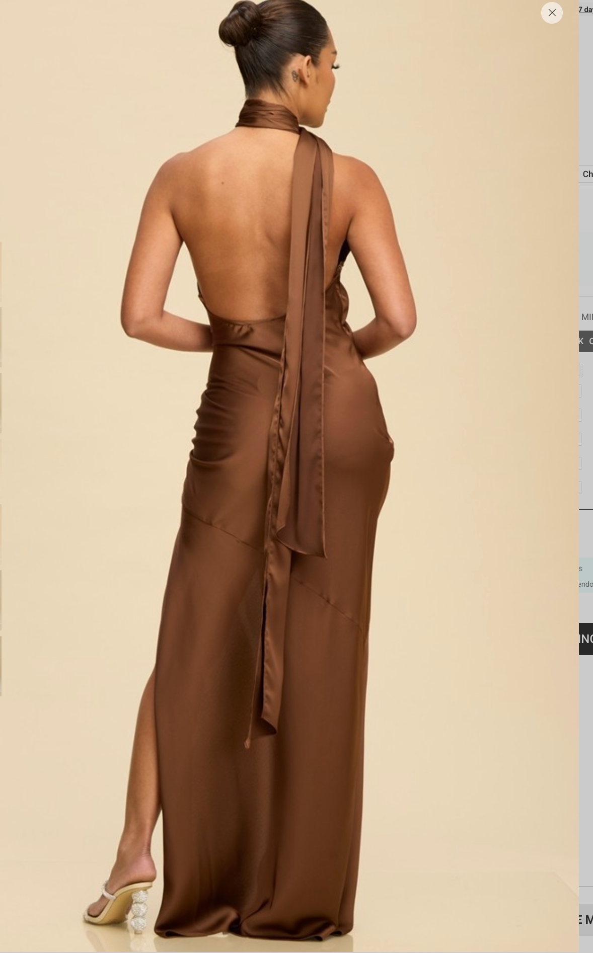 SATIN DRAPE ONE/s DRESS - BROWN
