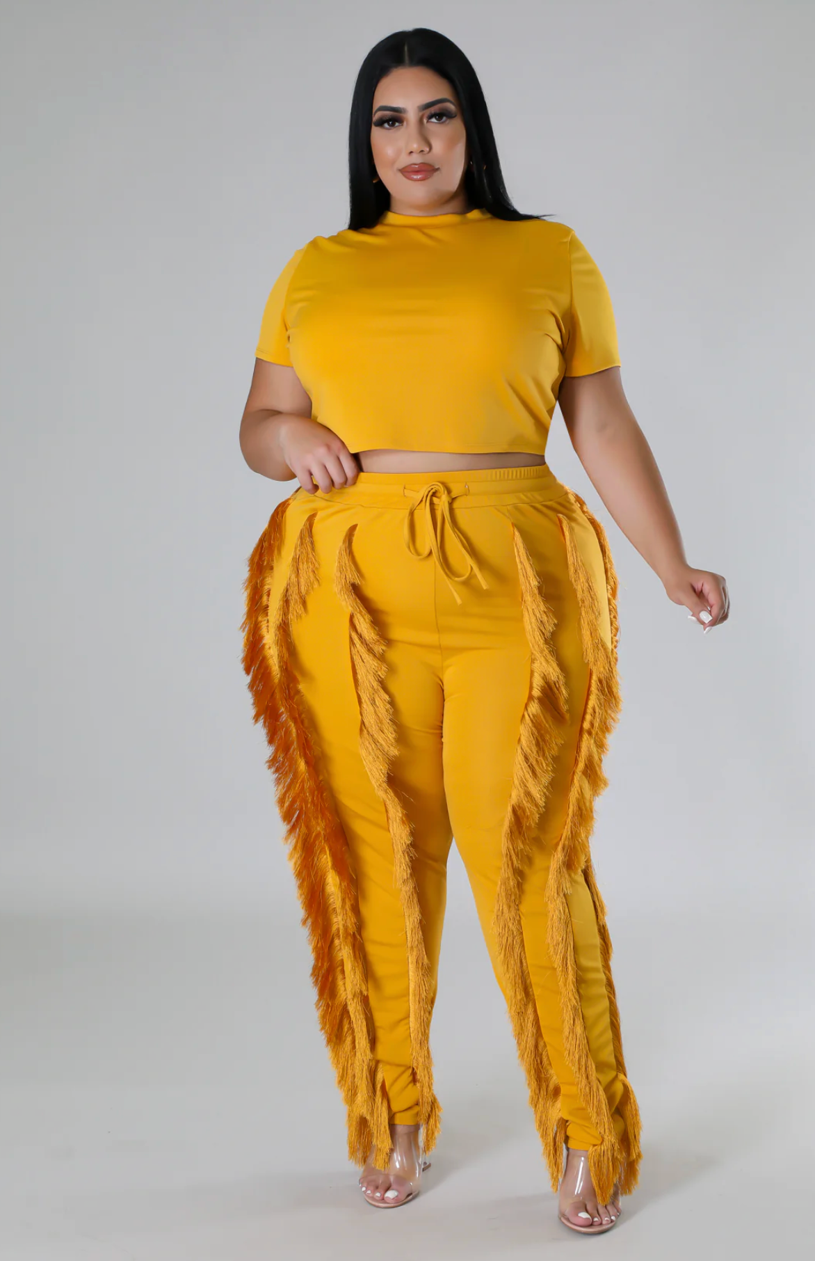 FADING INTO FRIDAY PANT SET PLUS - YELLOW