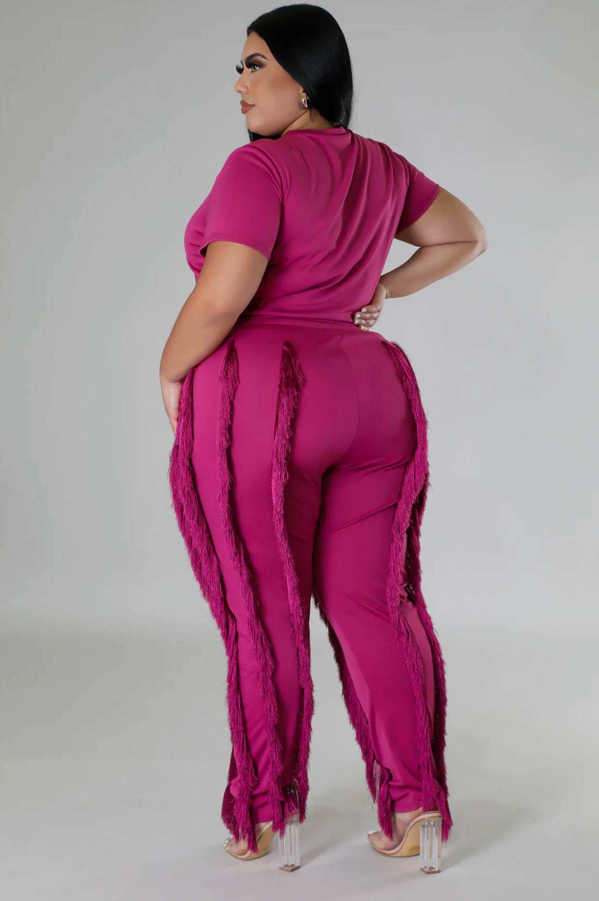 FADING INTO FRIDAY PANT SET PLUS - BERRY