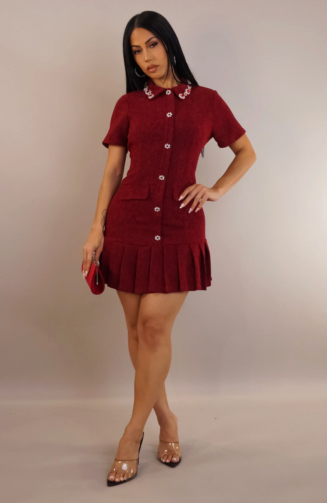 NEED A MINUTE MINI DRESS - RED