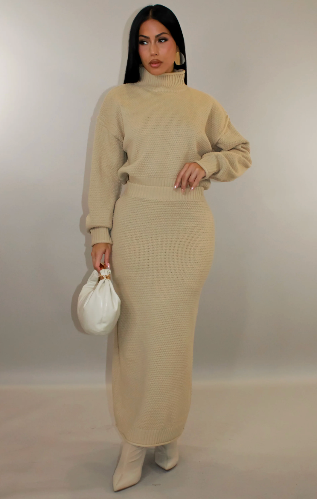AS IF SKIRT SET - TAUPE