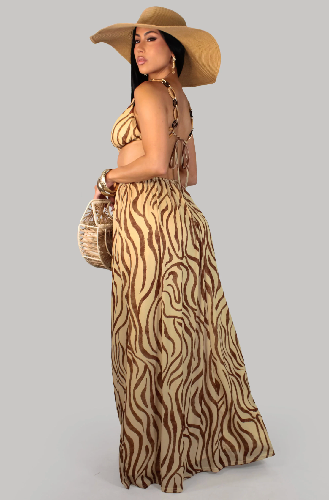 Irresistibly Dress- Brown-Print