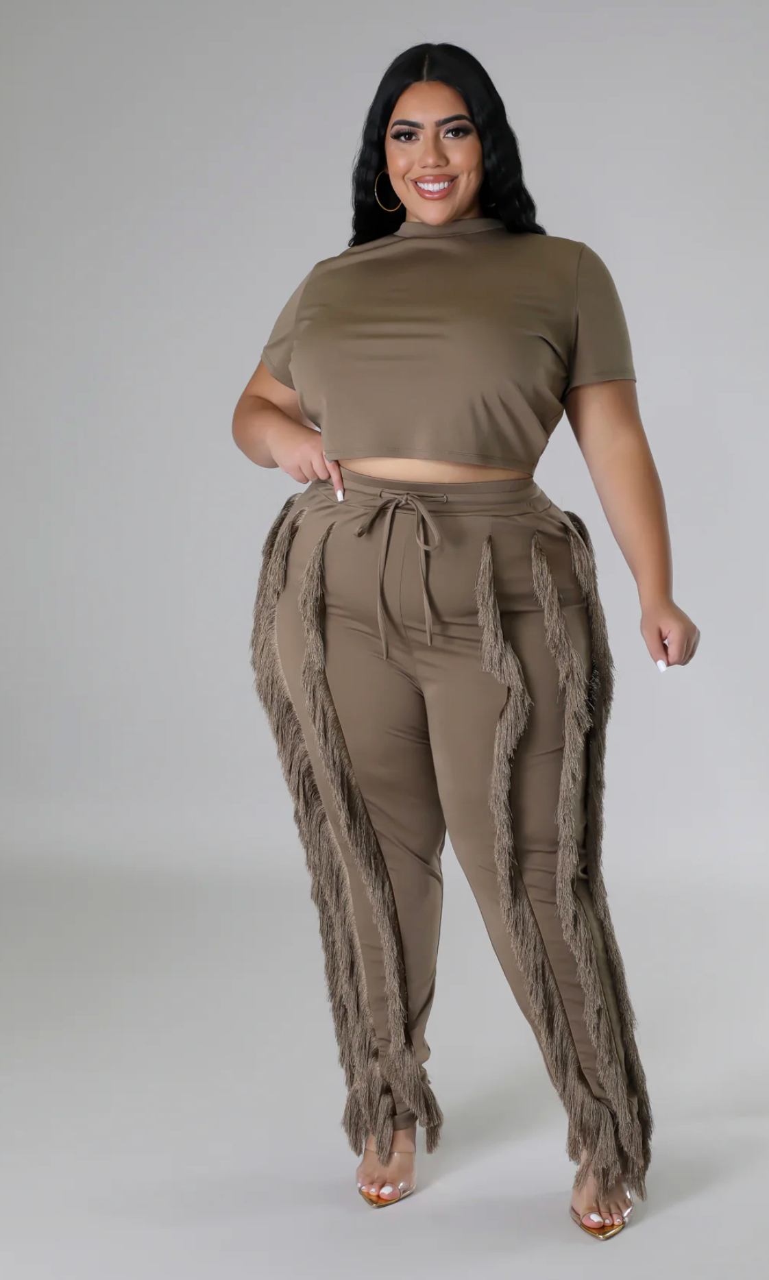 FADING INTO FRIDAY PANT SET PLUS - MOCHA