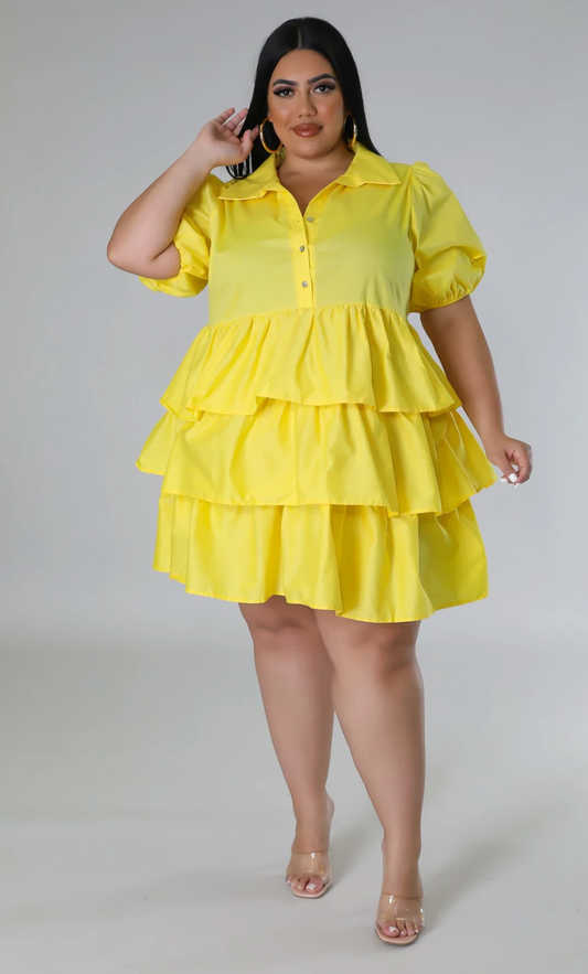 MADE FOR ME PLUS SIZE YELLOW DRESS