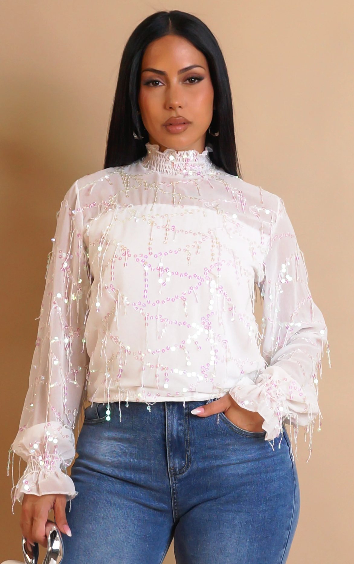 ALL OVER ME TOP WHITE