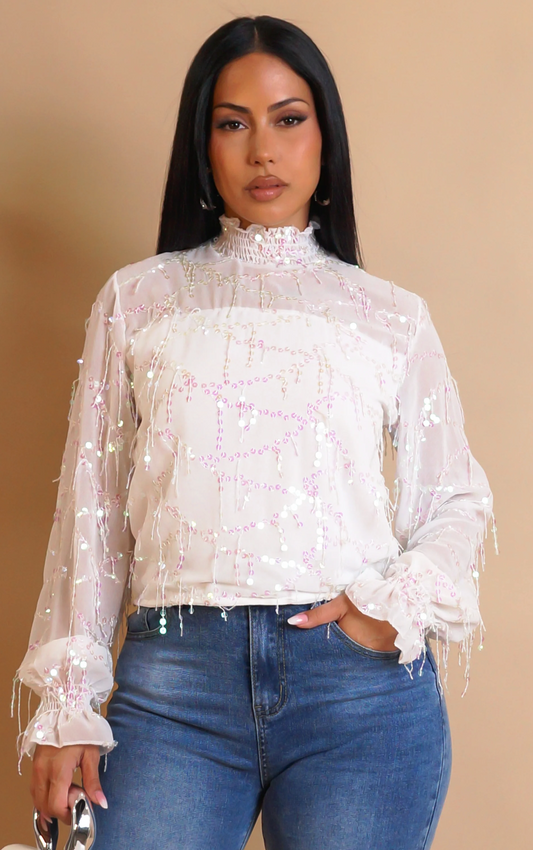 ALL OVER ME TOP WHITE