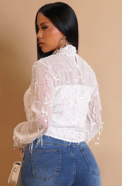 ALL OVER ME TOP WHITE