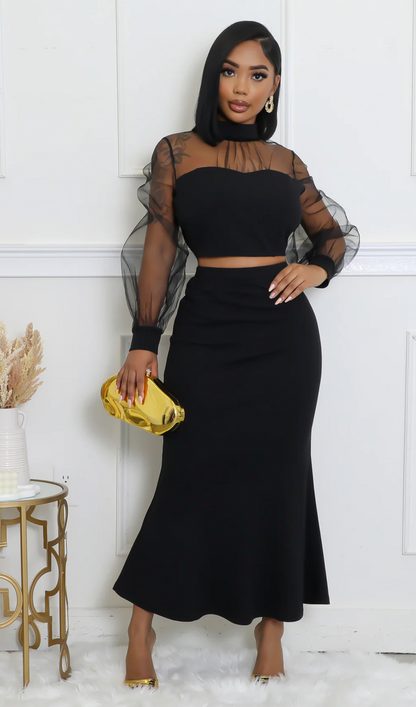 ECLIPSE ENSEMBLE SKIRT SET - BLACK