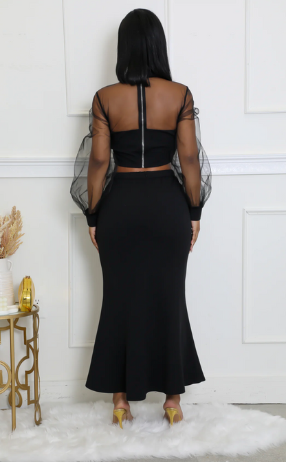 ECLIPSE ENSEMBLE SKIRT SET - BLACK