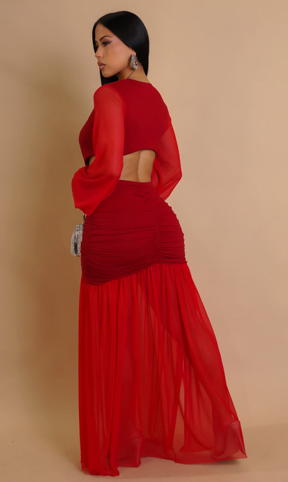 NO COMPETING MAXI DRESS- RED
