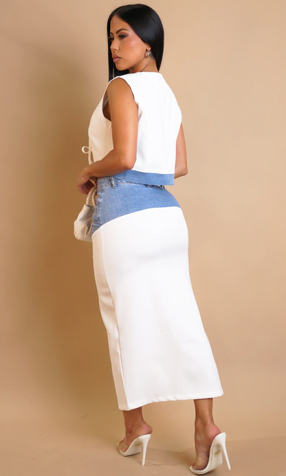 GOOD WHISPERS SKIRT SET- WHITE