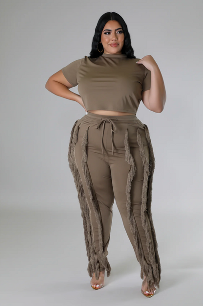 FADING INTO FRIDAY PANT SET PLUS - MOCHA
