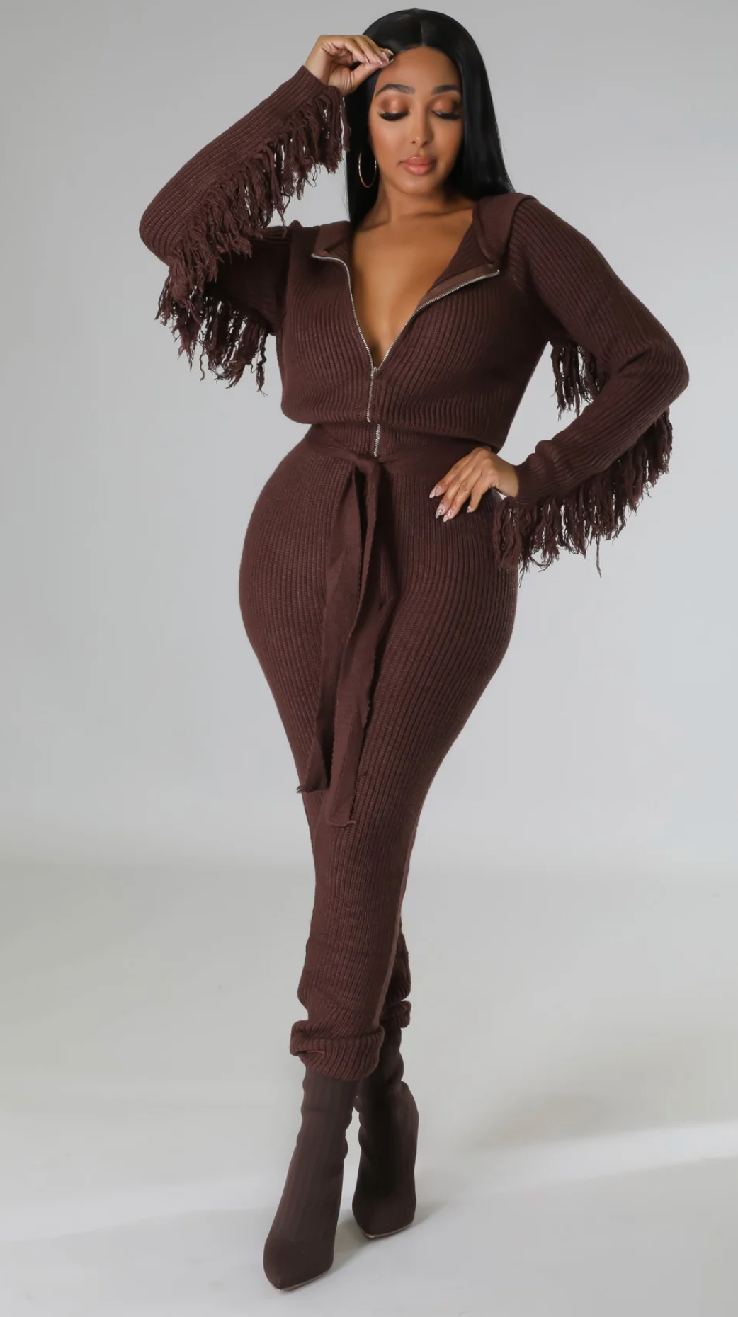 COMFY BADDIE JUMPSUITS - BROWN
