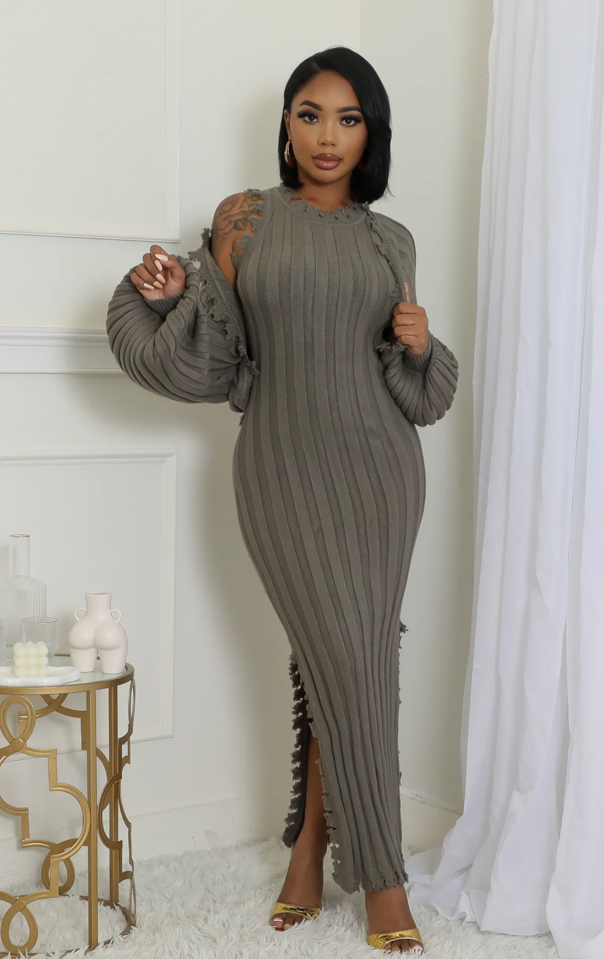 MODERN MOTION DRESS SET - OLIVE