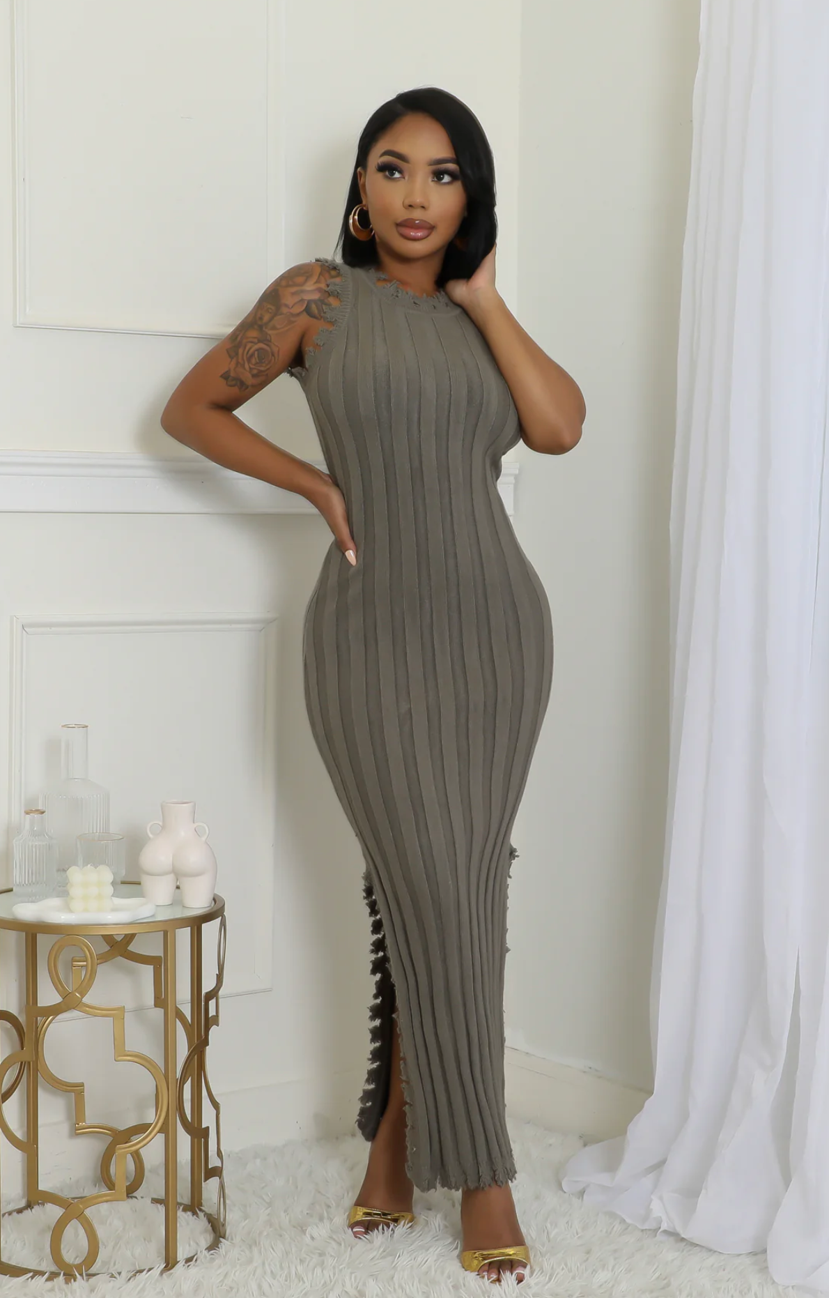 MODERN MOTION DRESS SET - OLIVE