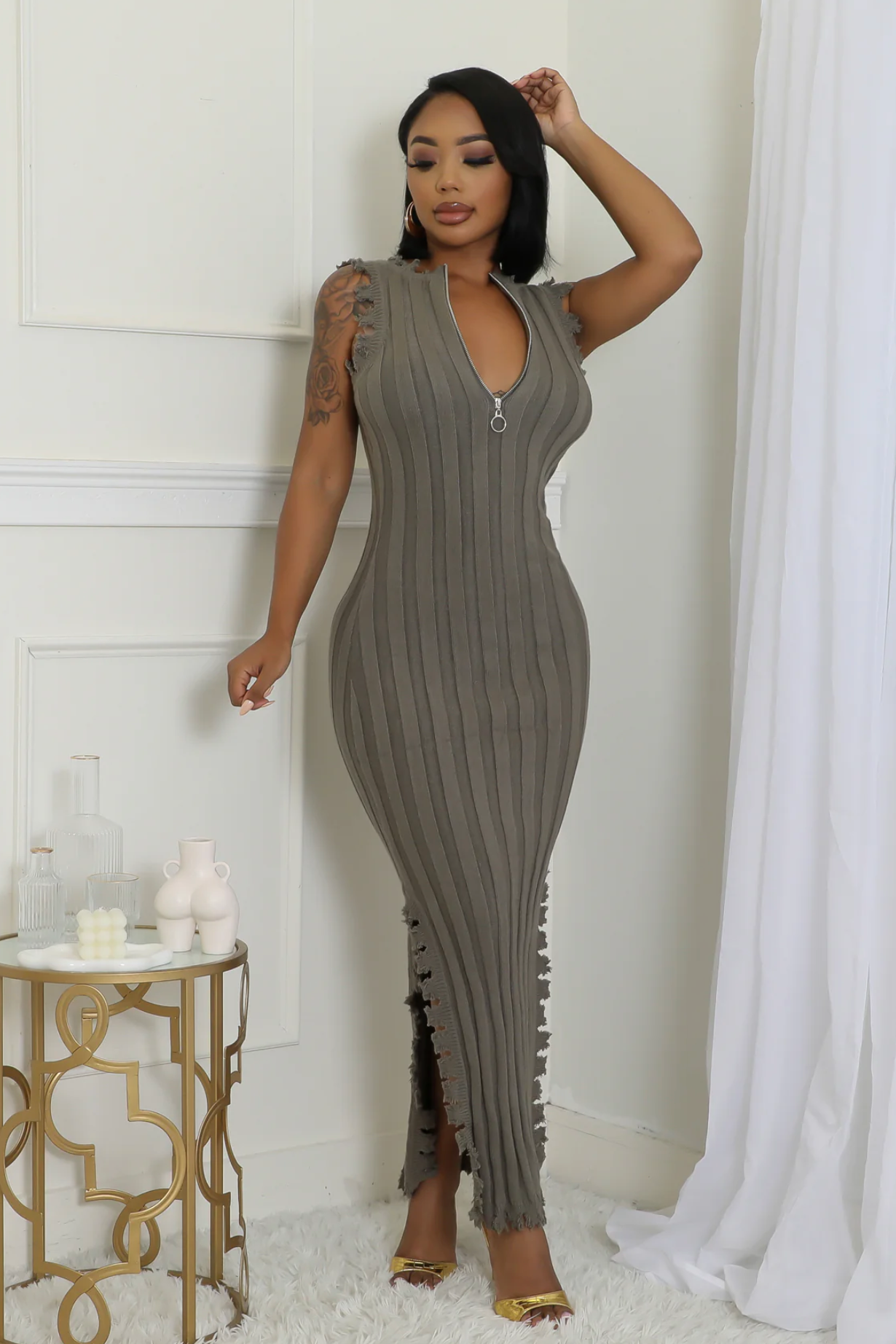 MODERN MOTION DRESS SET - OLIVE