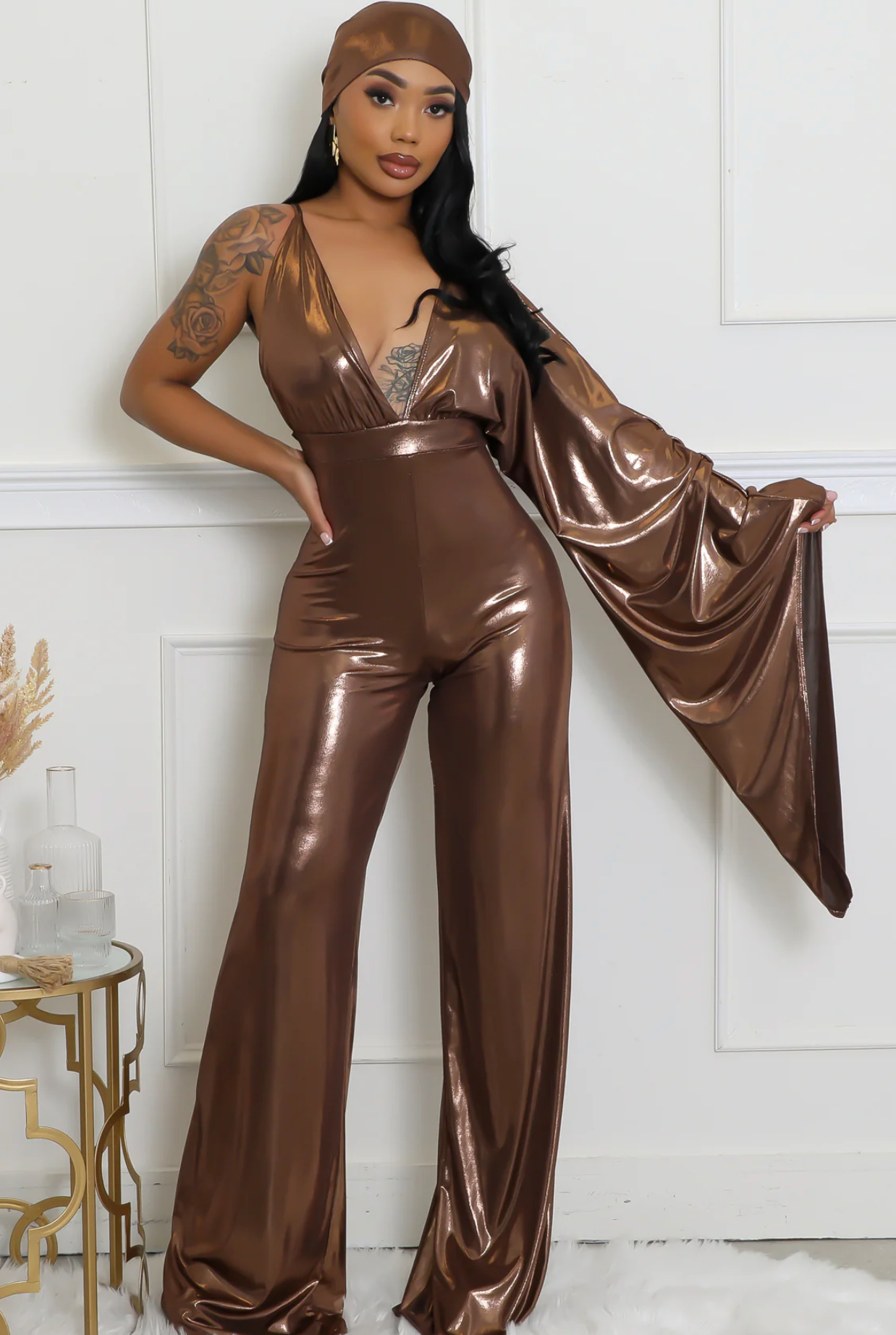 GERALDINE JUMPSUIT - GOLD BRONZE