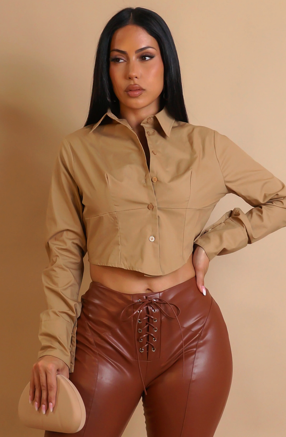 ALL TOO WELL CROP TOP - KHAKI