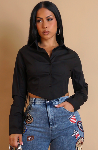 ALL TOO WELL CROP TOP - BLACK