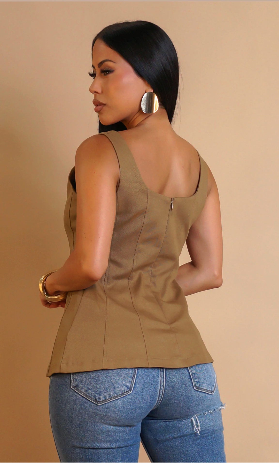 WRAPPED UP TOP - BROWN