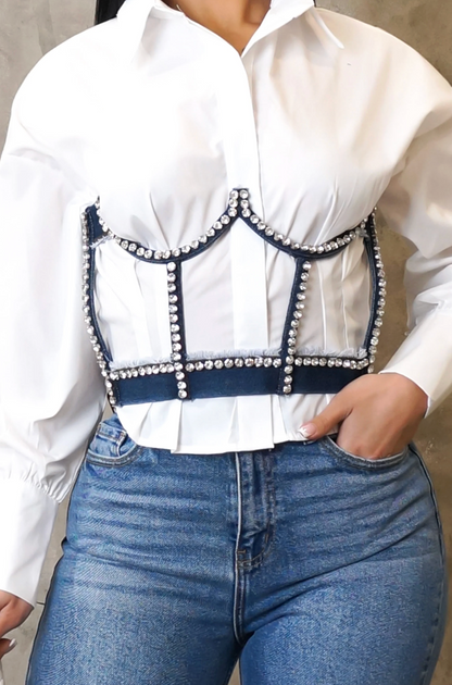 CAGED IN BELT - DENIM