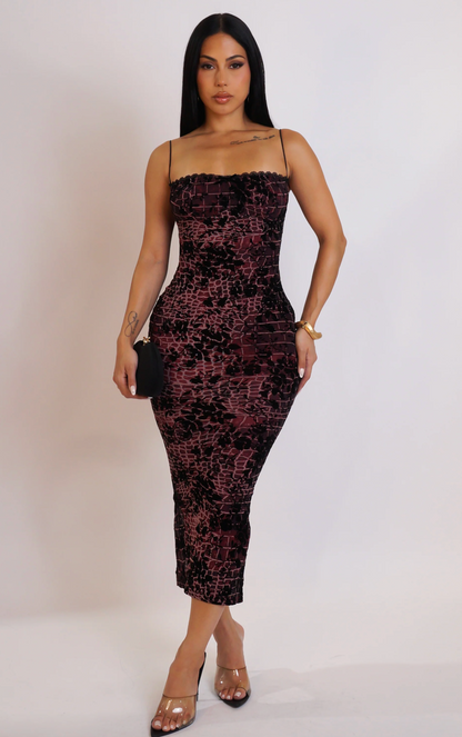 AUTUMN CALLS MIDI DRESS - RED