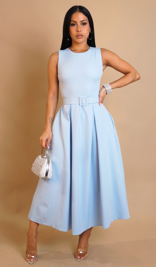 EFFORTLESS MIDI DRESS - BLUE