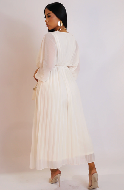 PICTURE PERFECT MIDI DRESS - WHITE