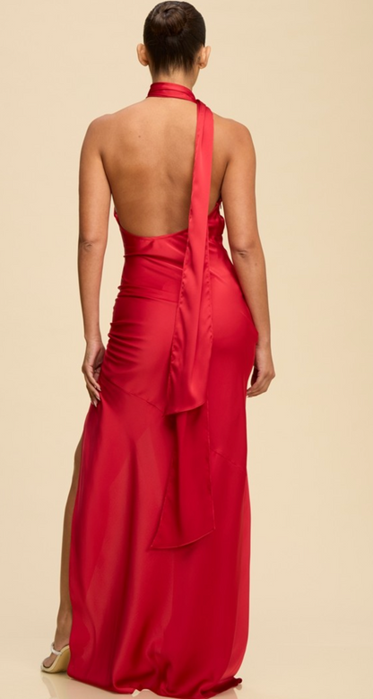 SATIN DRAPE ONE/s DRESS - RED