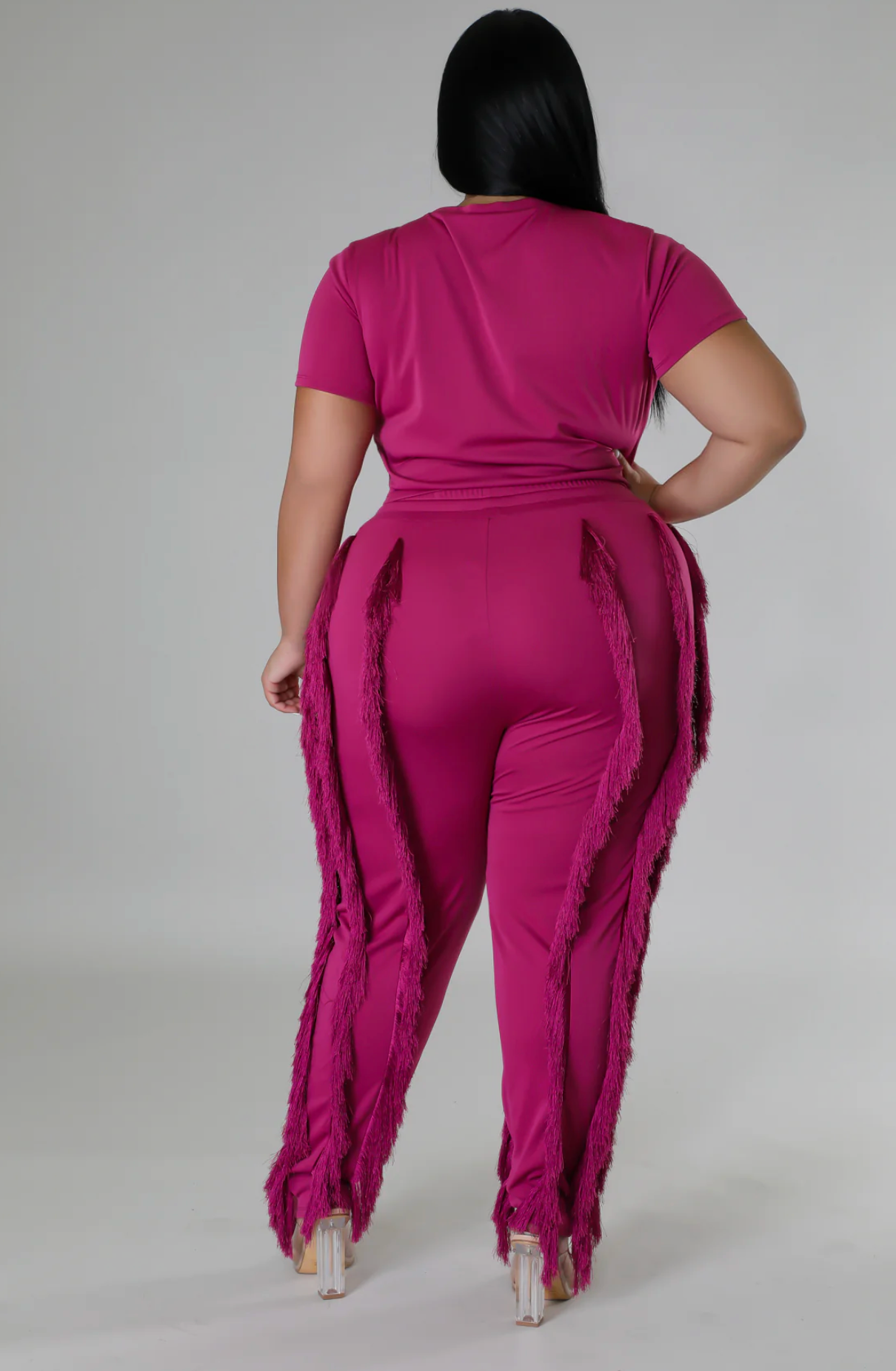 FADING INTO FRIDAY PANT SET PLUS - BERRY