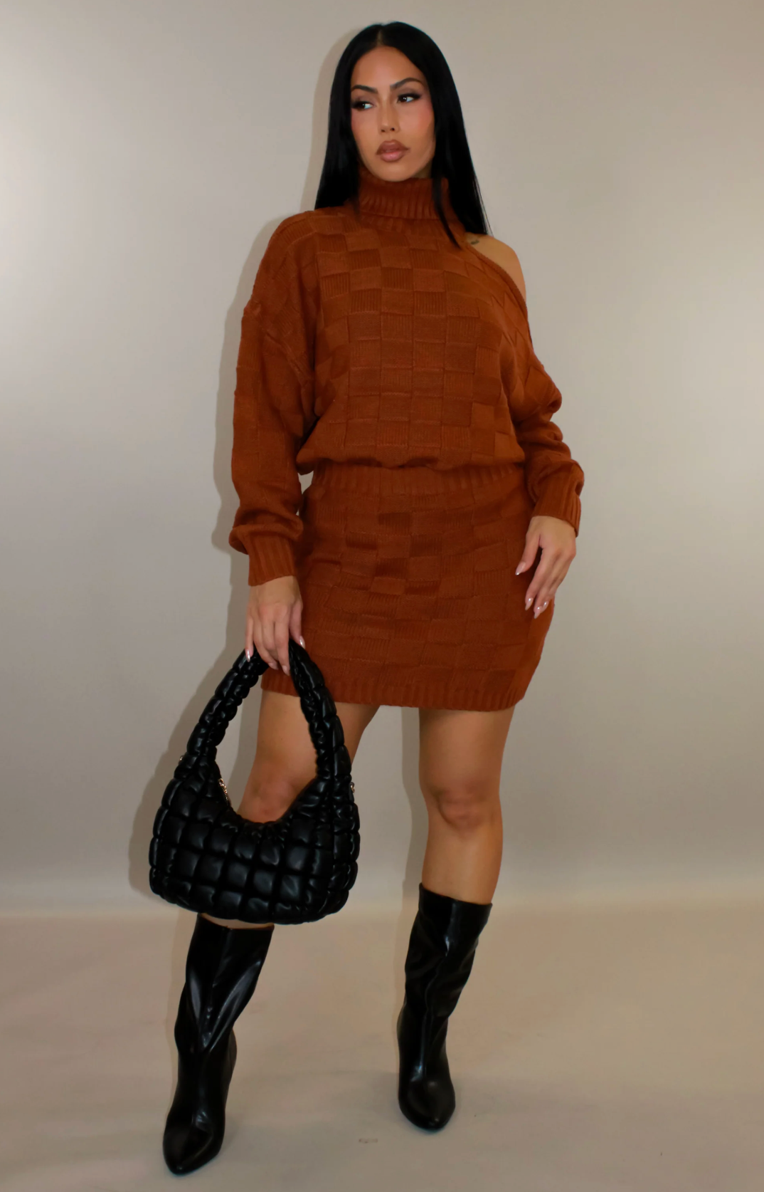 COME CLOSER SKIRT SET - BROWN