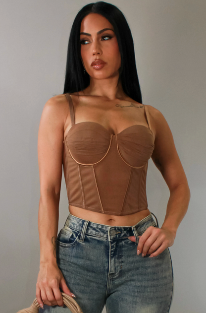 GOOD FOR IT CROP TOP - BROWN