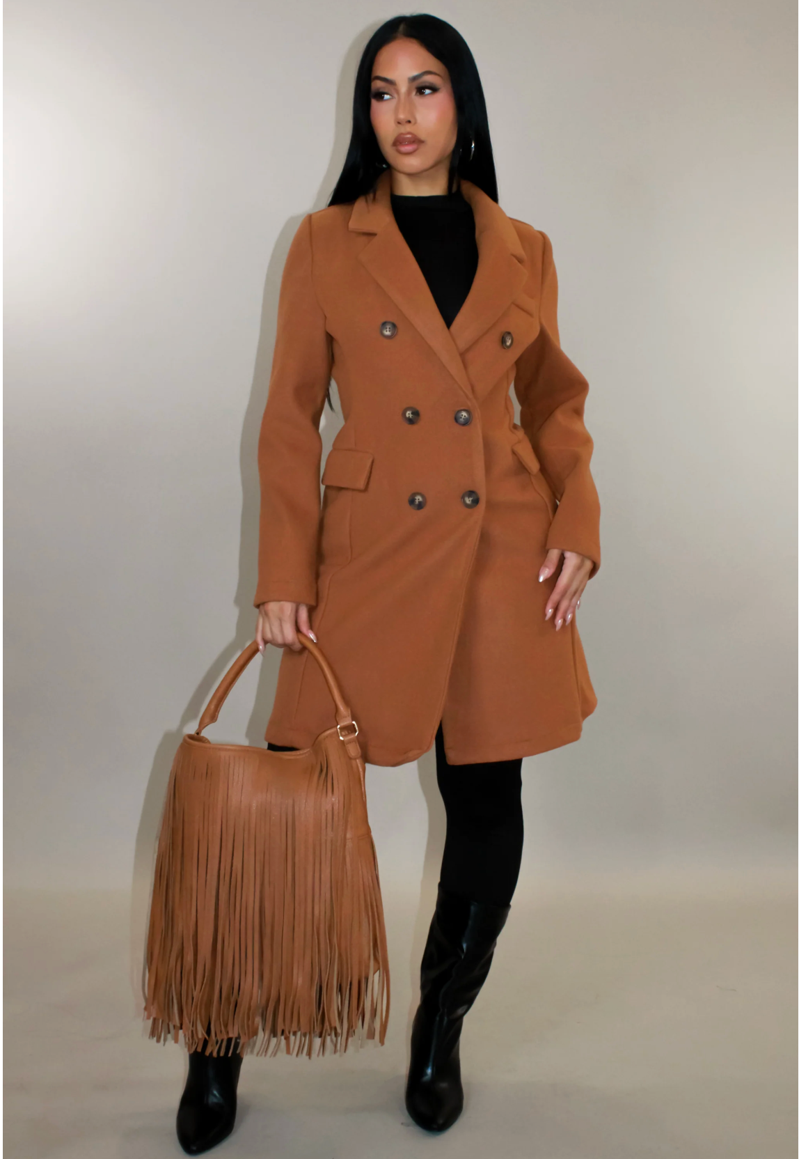 SEEING WHERE THE NIGHT GOES COAT - CAMEL