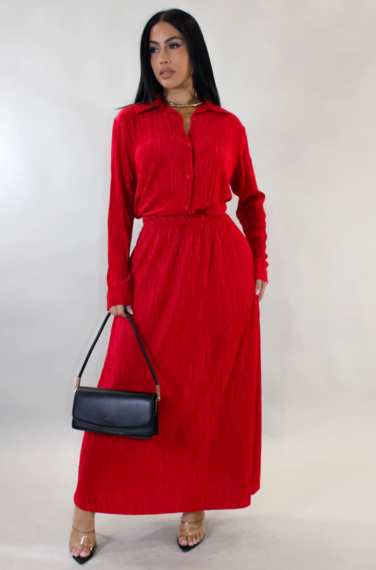 Give You A House Tour Skirt Set - Red