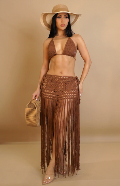 Beach Ready Skirt Set - Brown