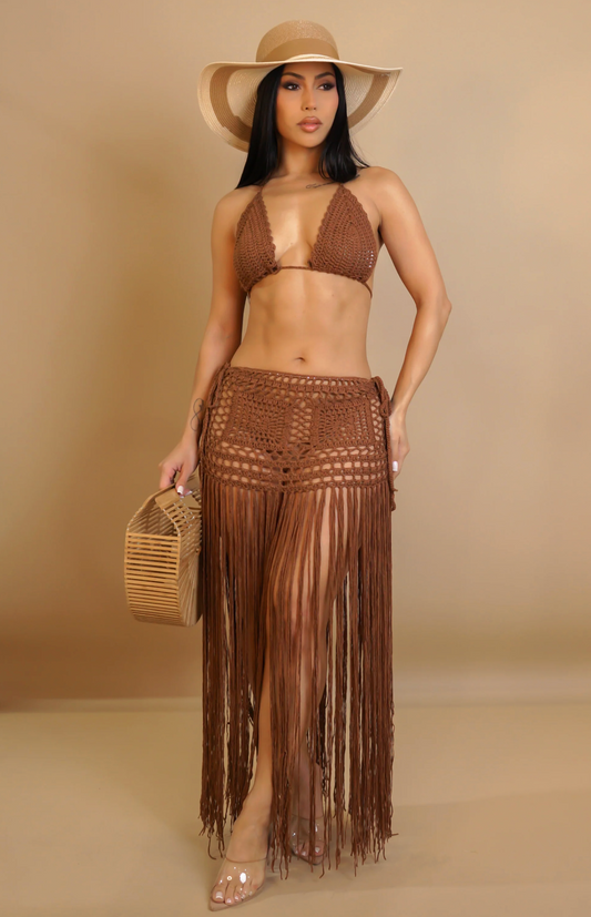 Beach Ready Skirt Set - Brown