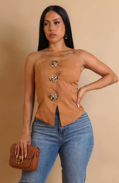 Always Aware Crop Top - Brown