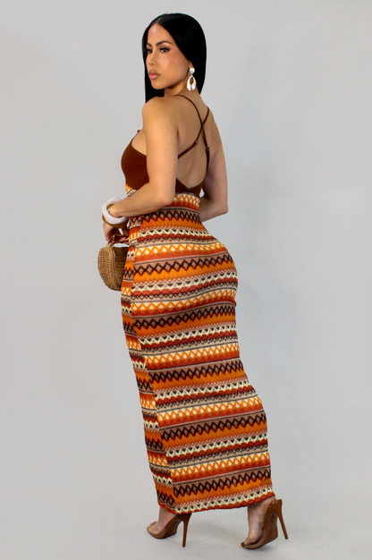 Paradise Sunshine Dress - Brown-Multi