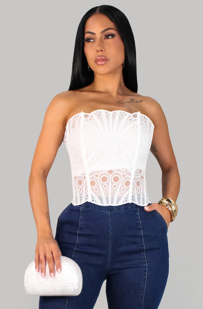 Power Pose Corset Top - White