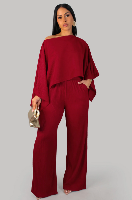 Tender Horizon Pant Set - Burgundy